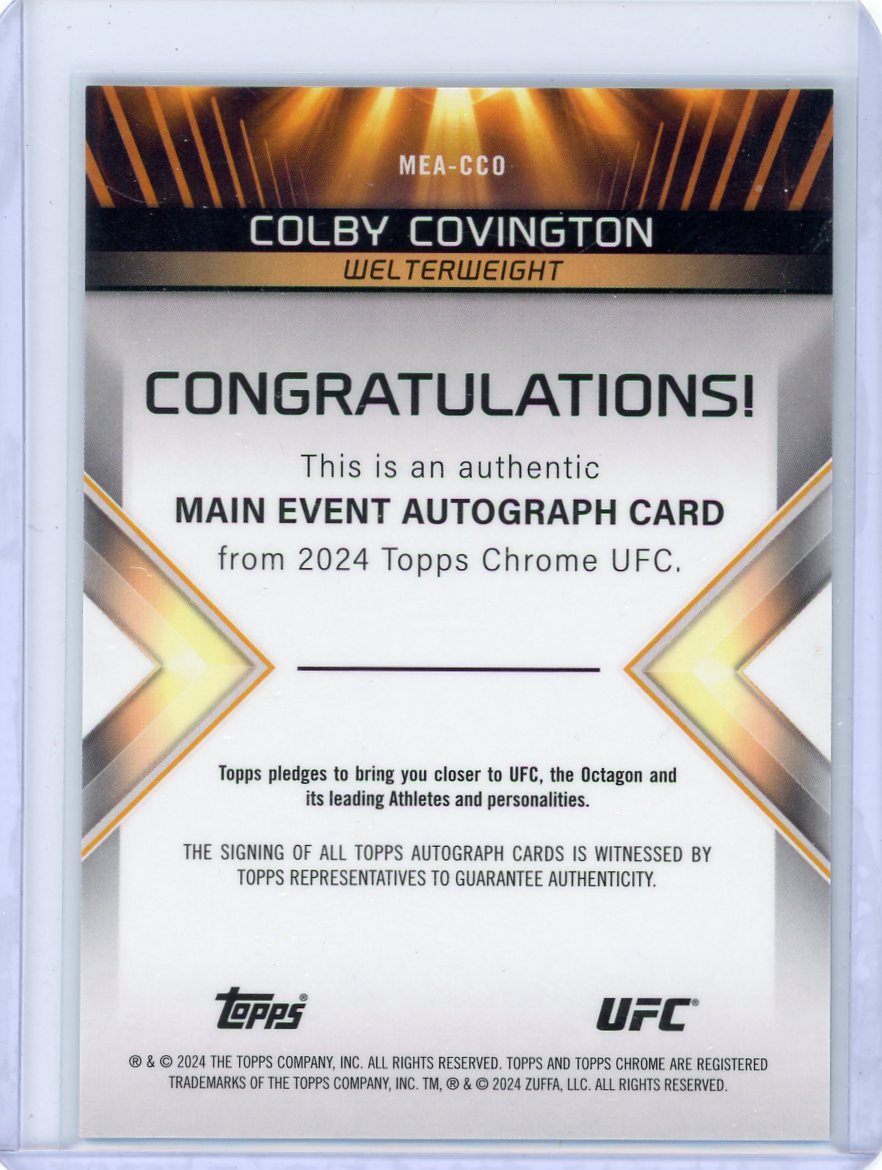 (Copy) Colby Covington 2024 Topps Chrome UFC Main Event Autograph Auto