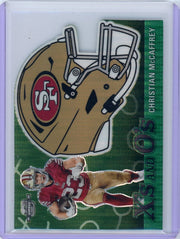 Christian McCaffrey 2023 Panini Contenders Optic X's & O's green pulsar prizm die-cut #'d 13/30