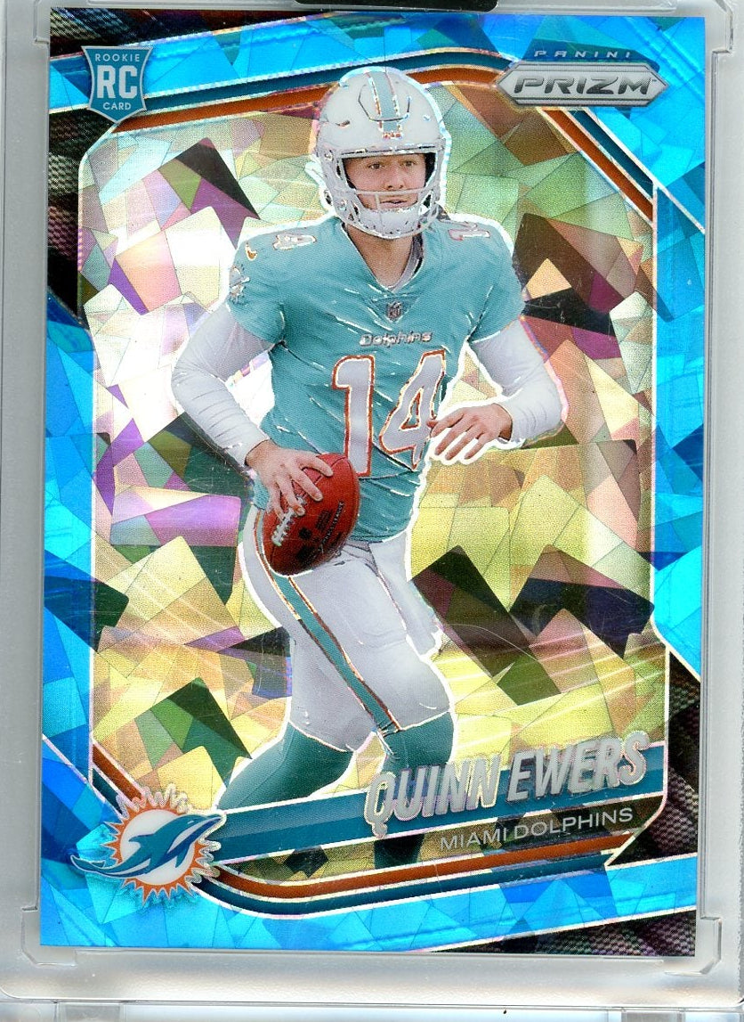 Quinn Ewers 2025 Panini Prizm Blue Cracked Ice Rookie Card #'d 72/99