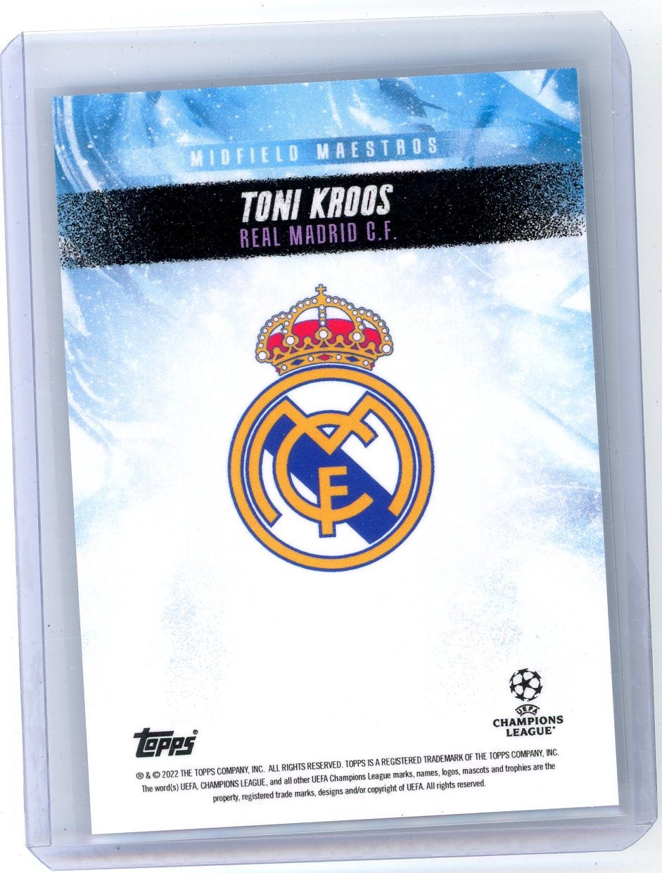 Toni Kroos 2022-23 Topps Jude Bellingham Platinum Curated UEFA Auto Blue #'d 29/49