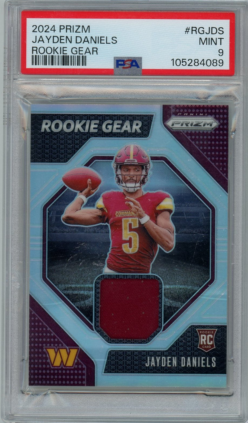 Jayden Daniels 2024 Prizm Rookie Gear PSA 9