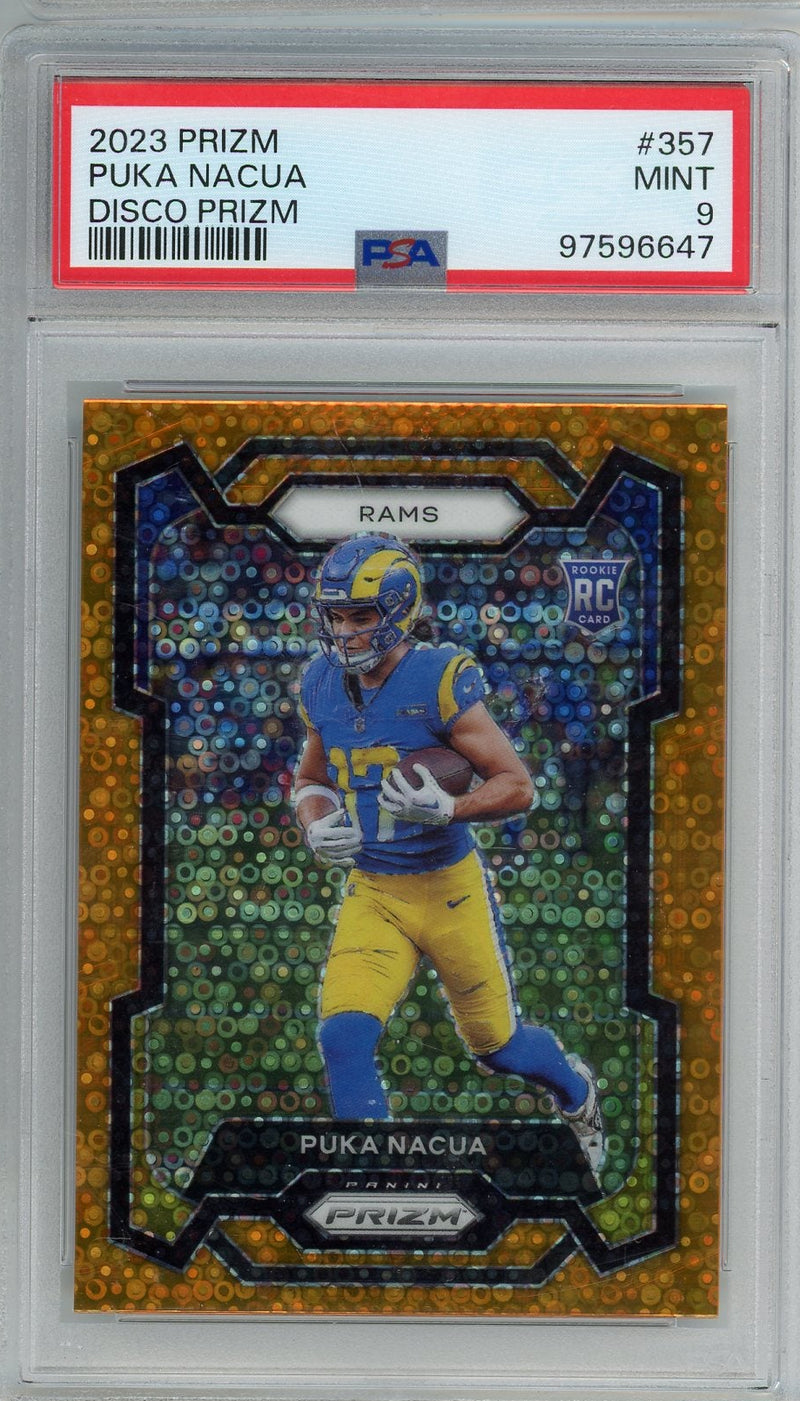Puka Nacua 2023 Prizm Disco Prizm PSA 9