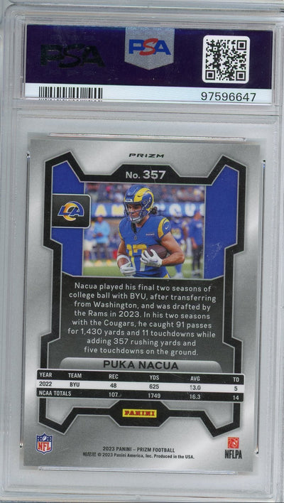 Puka Nacua 2023 Prizm Disco Prizm PSA 9
