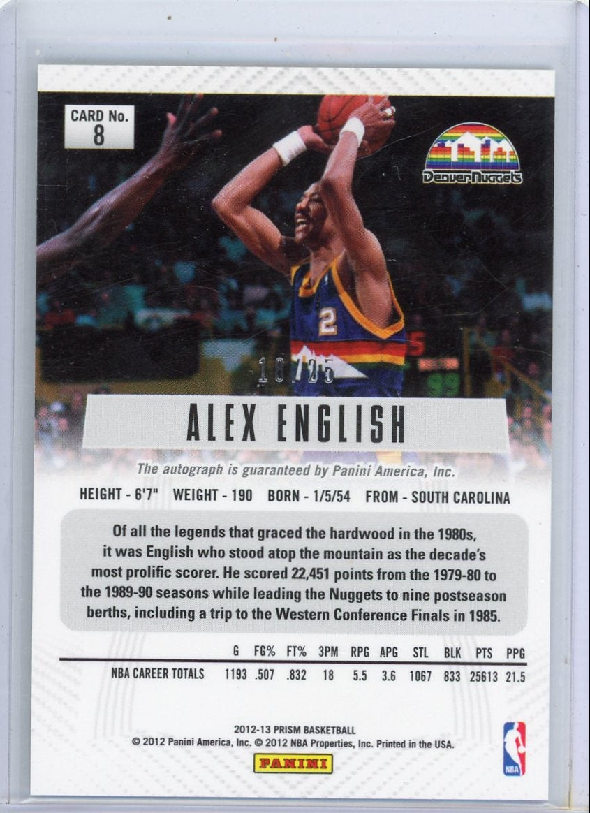 Alex English 2012-13 Panini Prizm autograph silver #'d 18/25
