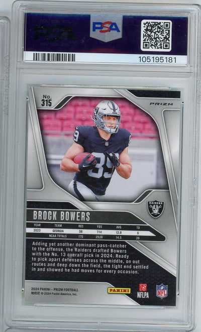 Brock Bowers 2024 Prizm Neon Green Pulsar PSA 10