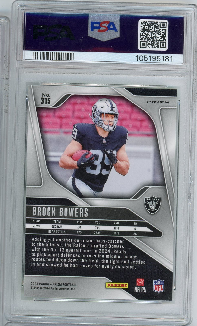 Brock Bowers 2024 Prizm Neon Green Pulsar PSA 10