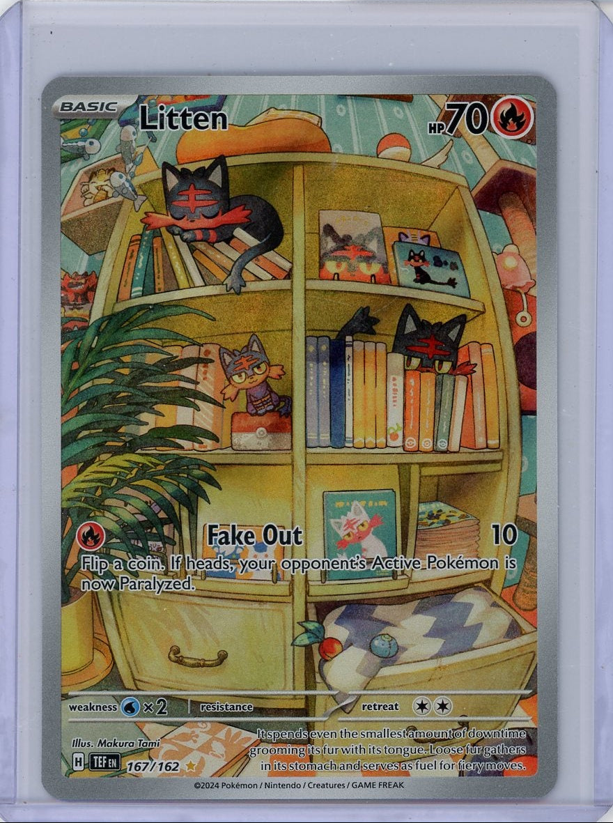 Litten 2024 Pokémon Temporal Forces Illustration Rare #167/162