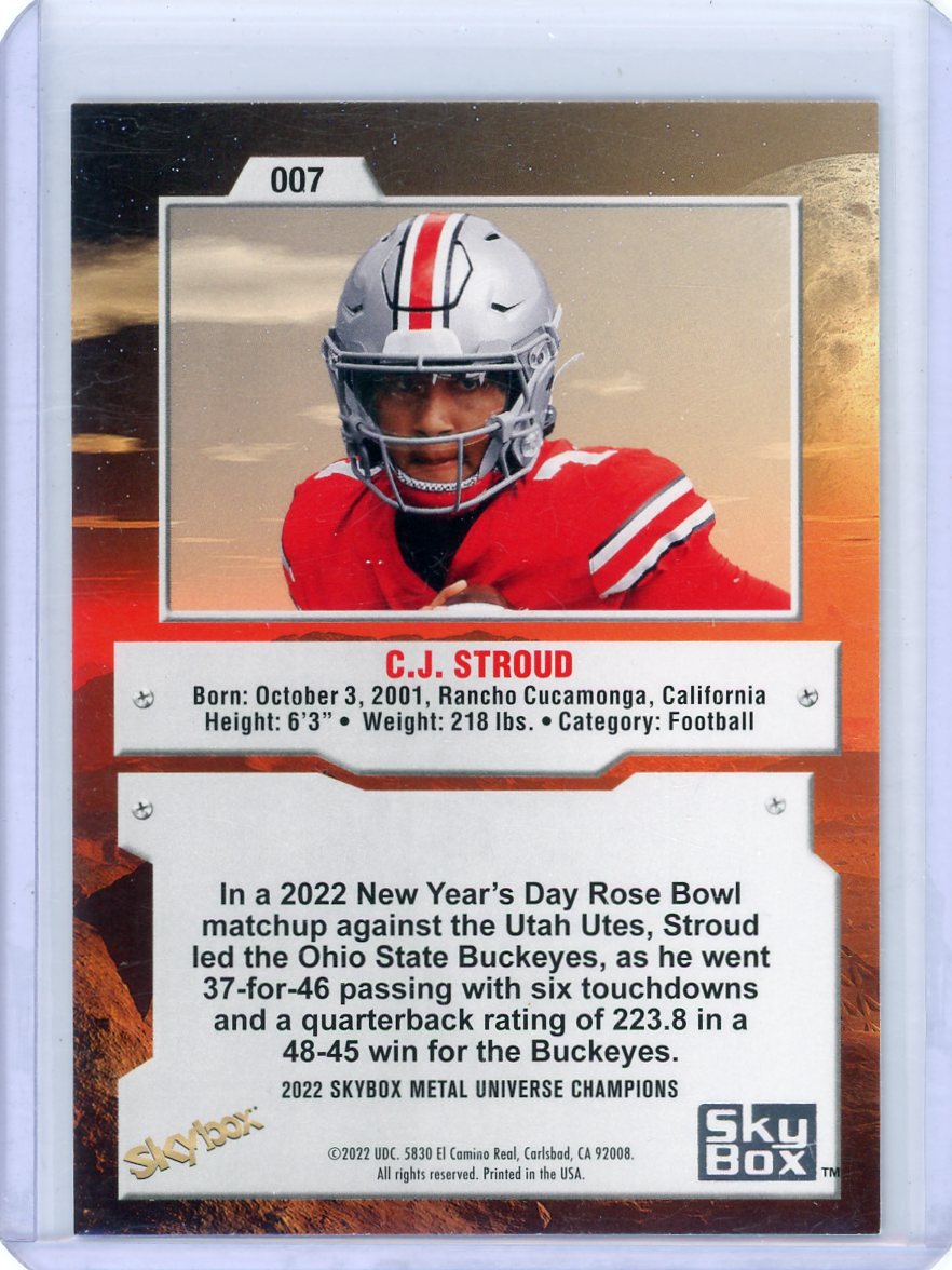 CJ Stroud 2022 Metal Universe Champions rookie card