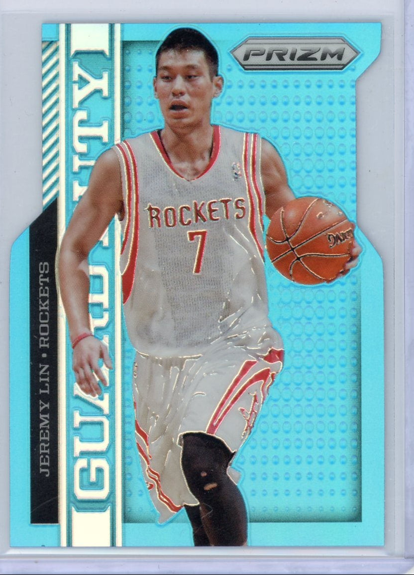 Jeremy Lin 2013-14 Panini Prizm Guard Duty light blue prizm die-cut #'d 199/199