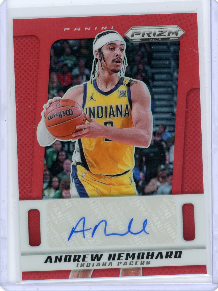 Andrew Nembhard 2024-25 Panini Prizm Deca Signatures Auto Red #'d 25/99