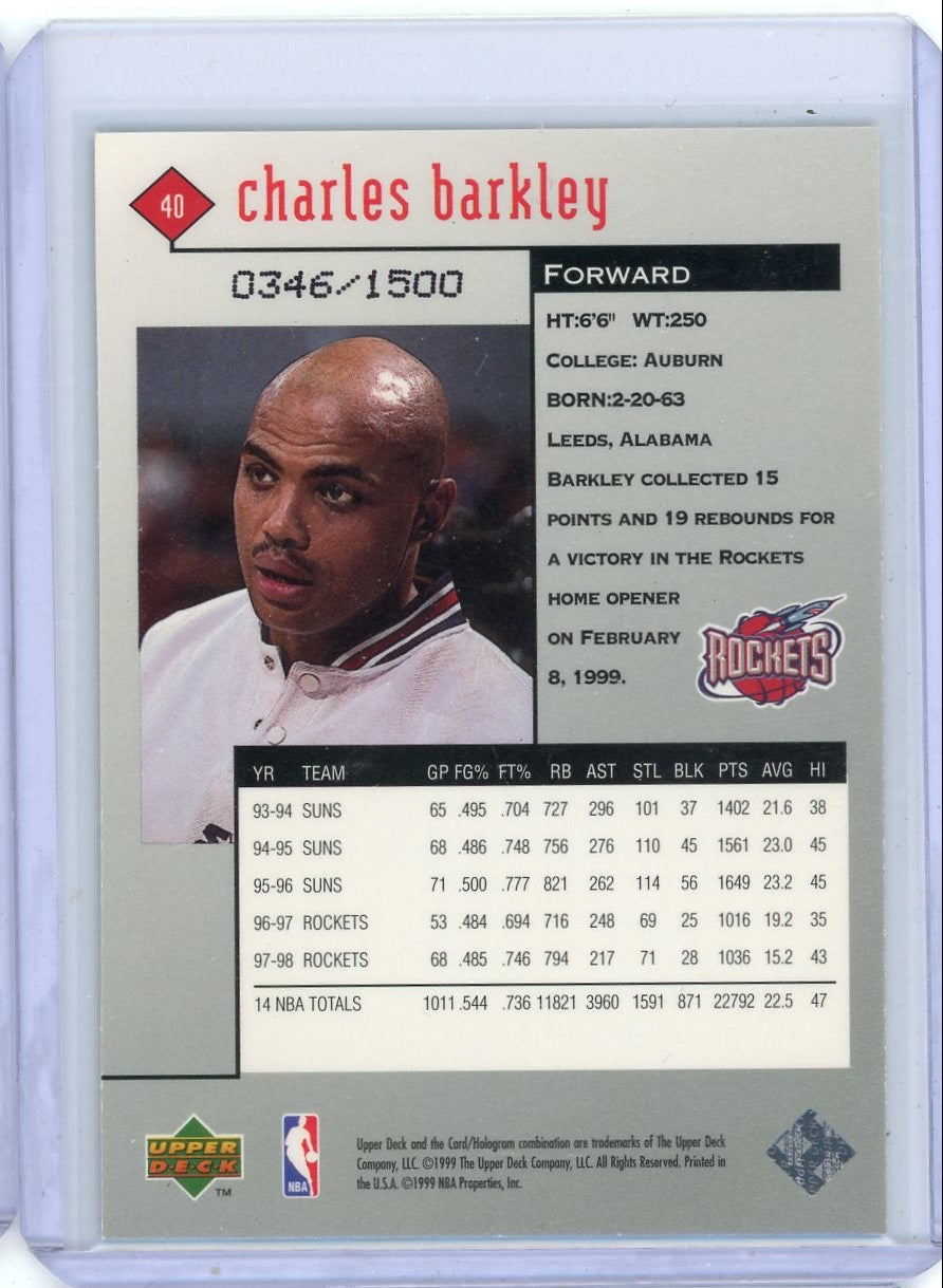 Charles Barkley 1999 Upper Deck Black Diamond #'d 0346/1500