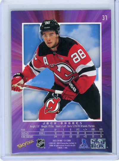 Jack Hughes 2023-24 SkyBox E-X 2000 Credentials Blue #'d 176/299