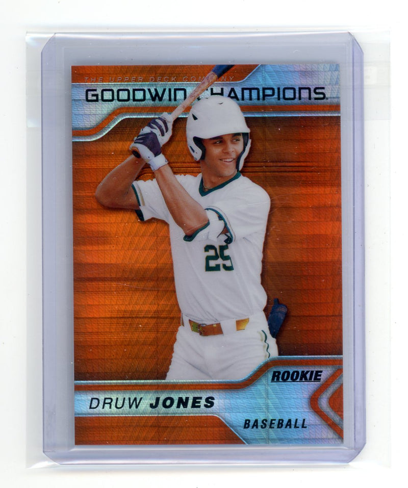 Druw Jones 2023 Upper Deck Goodwin Champions Platinum rookie card orange prism 