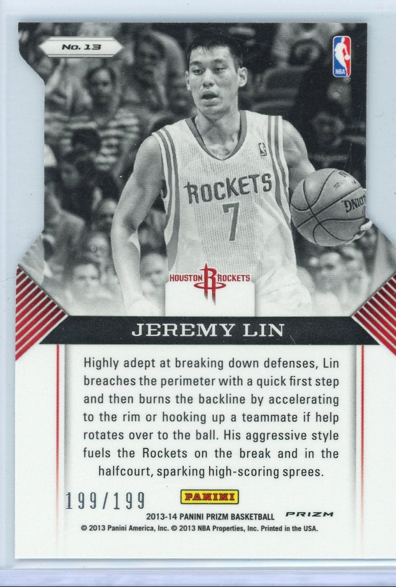 Jeremy Lin 2013-14 Panini Prizm Guard Duty light blue prizm die-cut #'d 199/199