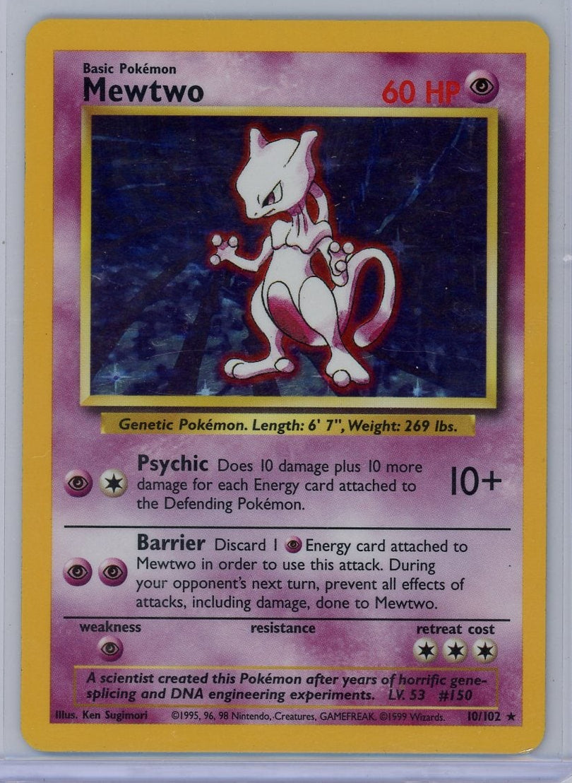 Mewtwo 1999 Pokémon Base Set holo #10/102 MP/HP