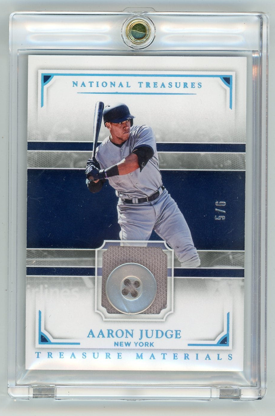 Aaron Judge 2017 Panini National Treasures Treasure Materials Button #'d 5/6