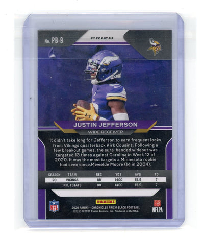 Justin Jefferson 2020 Panini Prizm Black silver prizm rookie card