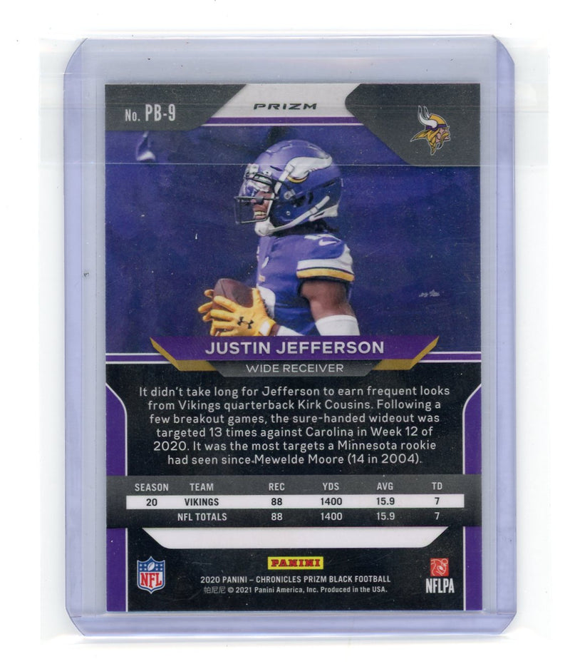 Justin Jefferson 2020 Panini Prizm Black silver prizm rookie card