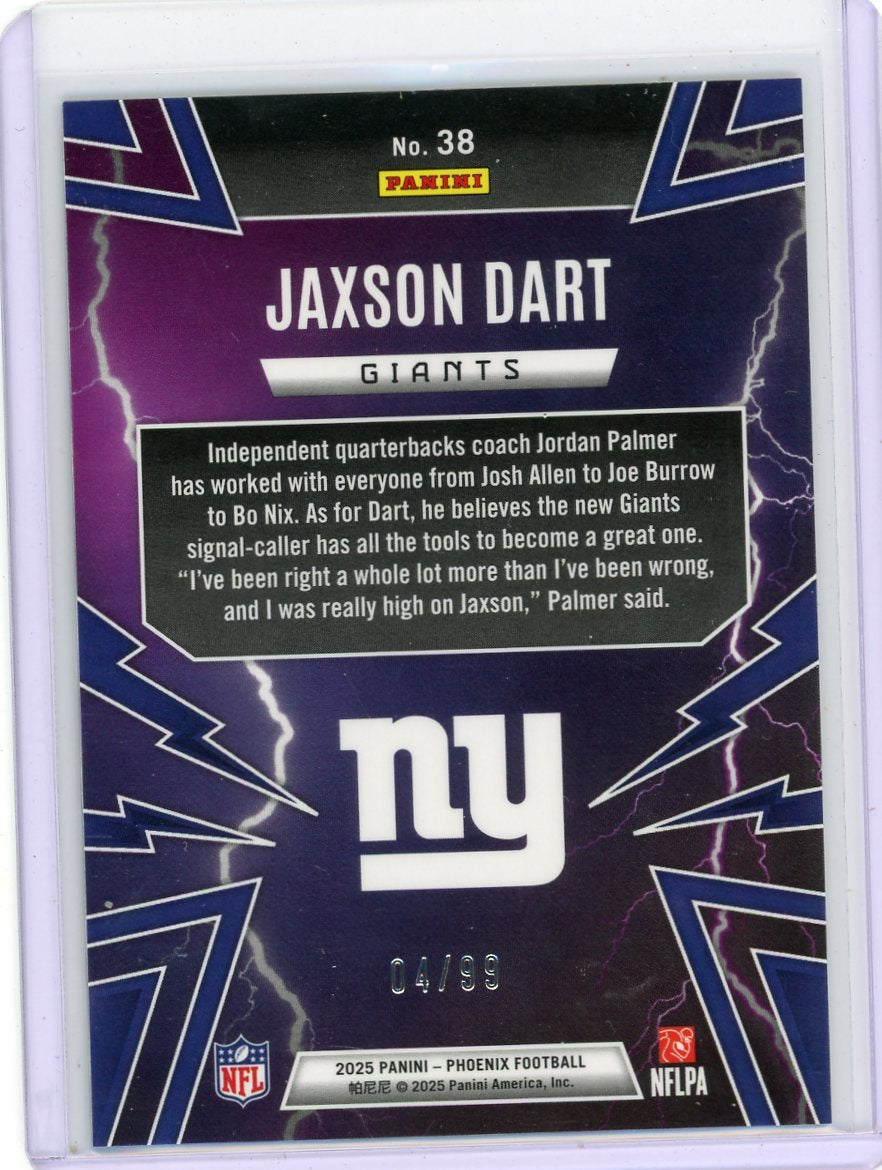 Jaxson Dart 2025 Phoenix Thunderbirds Ray Wave #'d 04/99