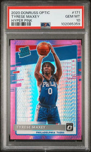 Tyrese Maxey 2020 Panini Donruss Optic Hyper Pink prizm rookie card PSA 10
