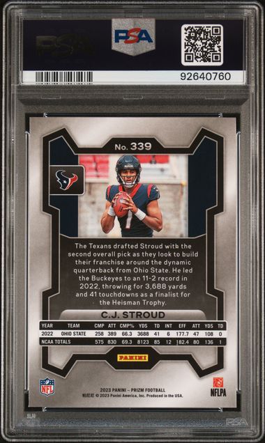 CJ Stroud 2023 Panini Prizm rookie card PSA 10