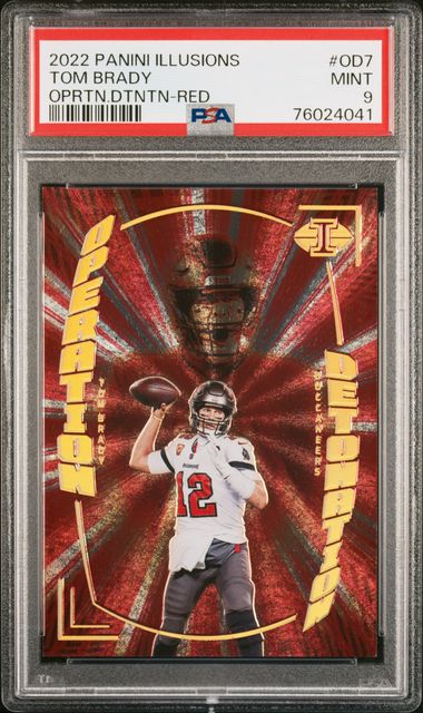 Tom Brady 2022 Panini Illusions Operation Detonation Red #'d 23/75 PSA 9