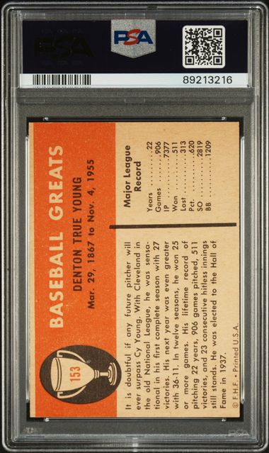Cy Young 1961 Fleer #153 PSA 8