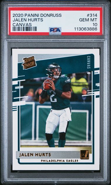 Jalen Hurts 2020 Panini Donruss Canvas Rated Rookie PSA 10