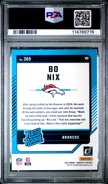 Bo Nix 2024 Panini Donruss Rated Rookie Press Proof Red PSA 9