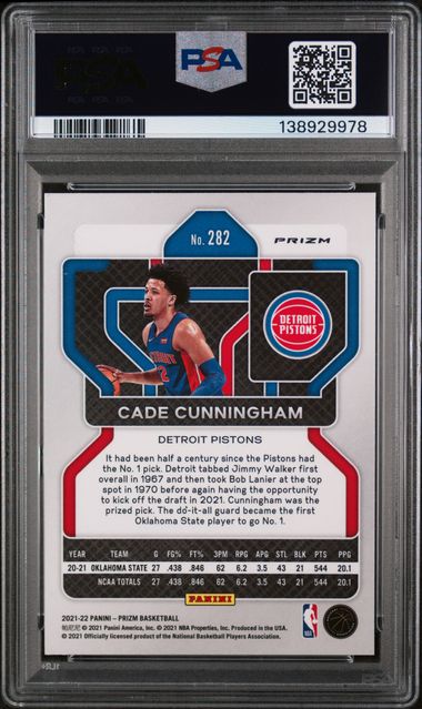 Cade Cunningham 2021 Panini Silver Prizm RC PSA 8