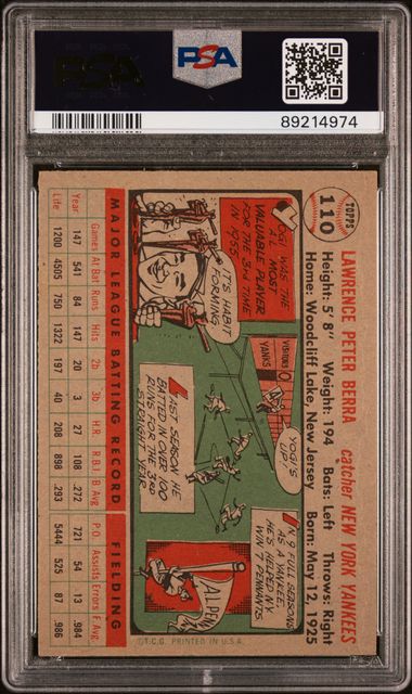 Yogi Berra 1956 Topps Gray Back #110 PSA 3