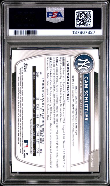 Cam Schlittler 2025 Bowman Chrome Mojo Bowman 1st PSA 10