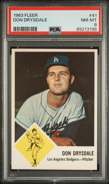 Don Drysdale 1963 Fleer #41 PSA 8