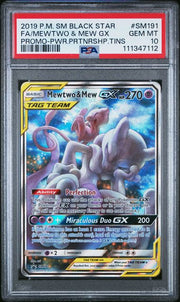Mewtwo & Mew GX Full Art Tag Team 2019 Pokemon Black Star Promo #SM191 PSA 10