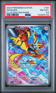 Zeraora Pokémon Stellar Crown Illustration Rare #151/142 PSA 8.5