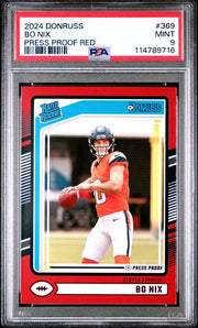 Bo Nix 2024 Panini Donruss Rated Rookie Press Proof Red PSA 9