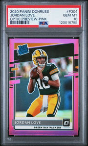 Jordan Love 2020 Panini Donruss Optic Preview pink prizm PSA 10 RC