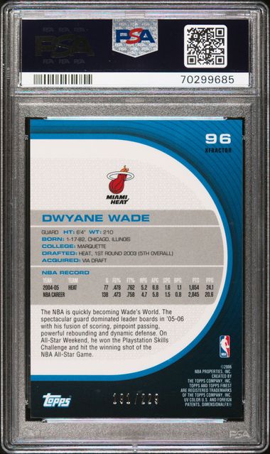 Dwyane Wade 2005 Topps Finest x-Fractor #'d 191/229 PSA 9