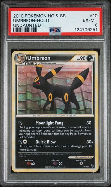 Umbreon Pokemon HeartGold & SoulSilver Undaunted Holo 10/90 PSA 6