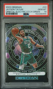 Jayson Tatum 2023 Obsidian Orbital-Electric Etch Green #'d 23/25 PSA 10