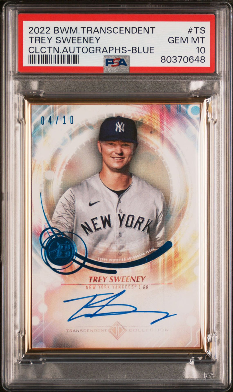 Trey Sweeney 2022 Bowman Transcendent blue autograph 