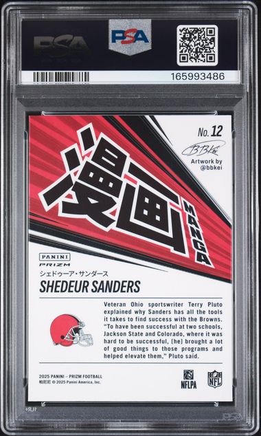 Shedeur Sanders 2025 Panini Prizm Manga Rookie SSP PSA 10