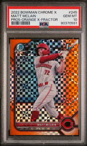 Matt McLain 2022 1st Bowman Chrome X Orange X-Fractor #'d 5/5 PSA 10