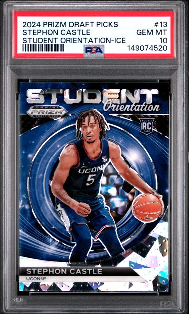 Stephon Castle 2024 Panini Prizm Draft Picks Student Orientation Ice PSA 10