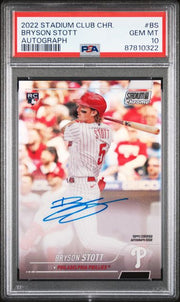 Bryson Stott 2022 Stadium Club Chrome Autograph Refractor PSA 10