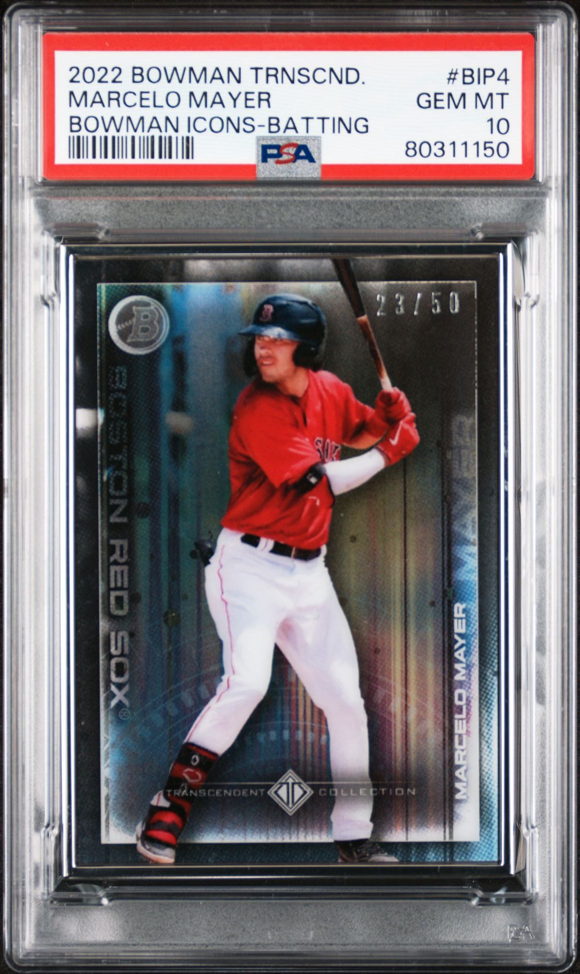 Marcelo Mayer 2022 Bowman Transcendent Collection Bowman Icons /50 Batting PSA 10