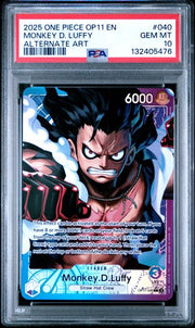 Monkey.D.Luffy One Piece A Fist of Divine Speed Leader Alternate Art OP11-040 PSA 10