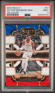 Victor Wembanyama 2023 Panini Select Tri-Color Prizm PSA 9