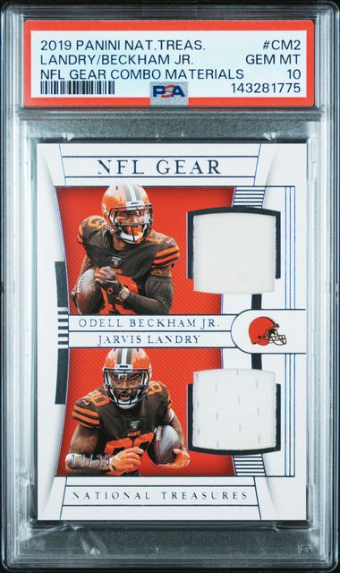 Odell Beckham Jr. Jarvis Landry 2019 Panini National Treasures NFL Gear Combo Materials #'d 17/35 PSA 10