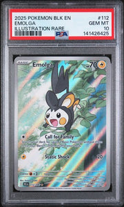 Emolga Pokémon Black Bolt Illustration Rare #112/086 PSA 10